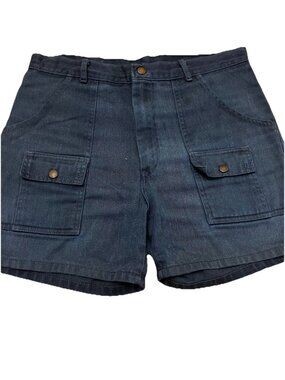 Vintage Safari Camp Cargo Shorts Men’s 32 Blue 1980s.   Bb